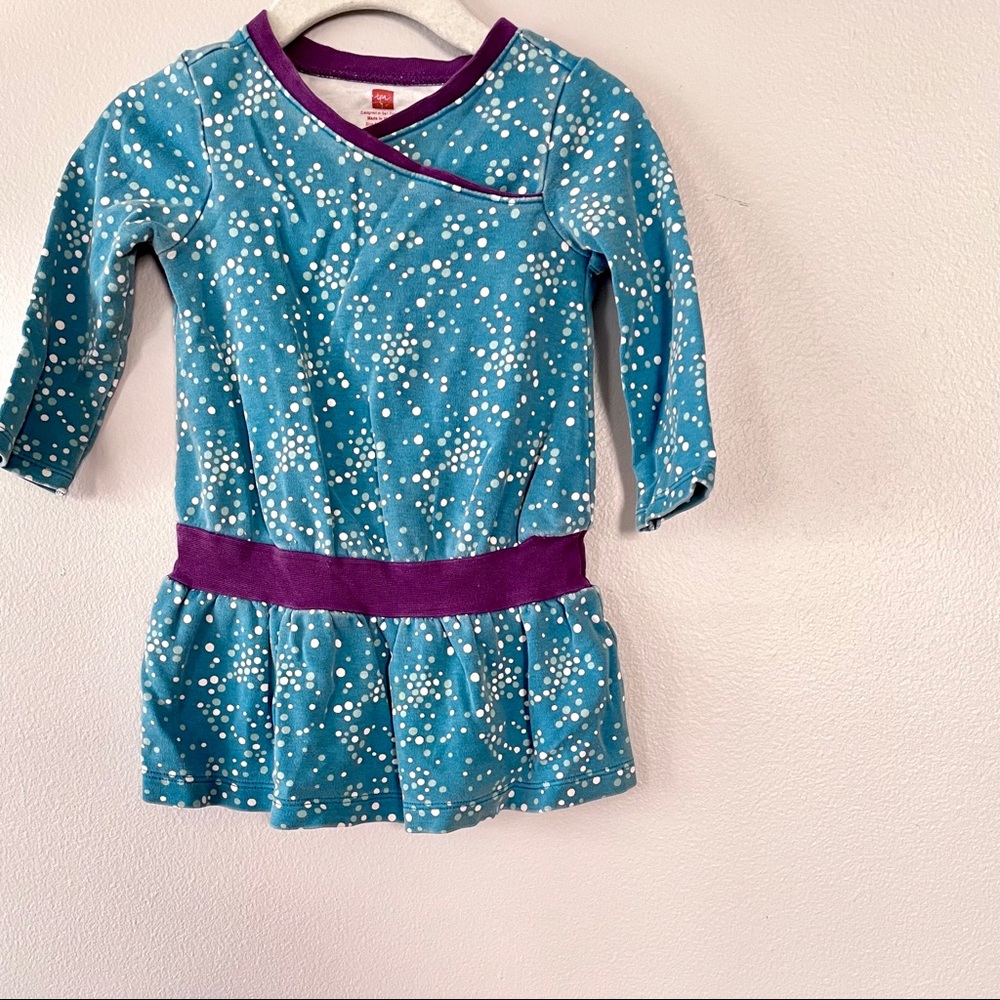 18m TEA COLLECTION tunic top. Teal polka dots